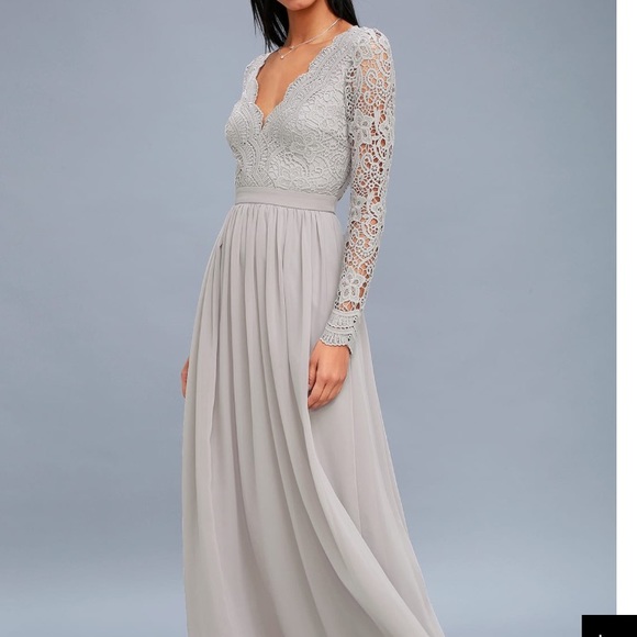 long sleeve grey maxi dress